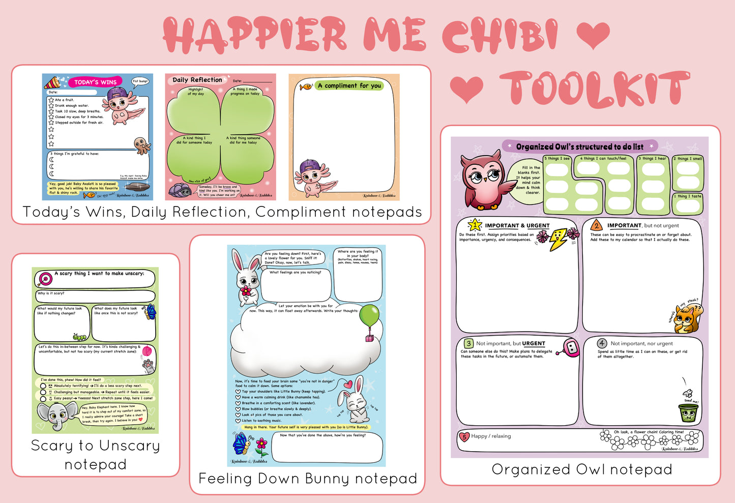 Kawaii toolkit from Rainbow & Bubbles to help you feel happier every day.