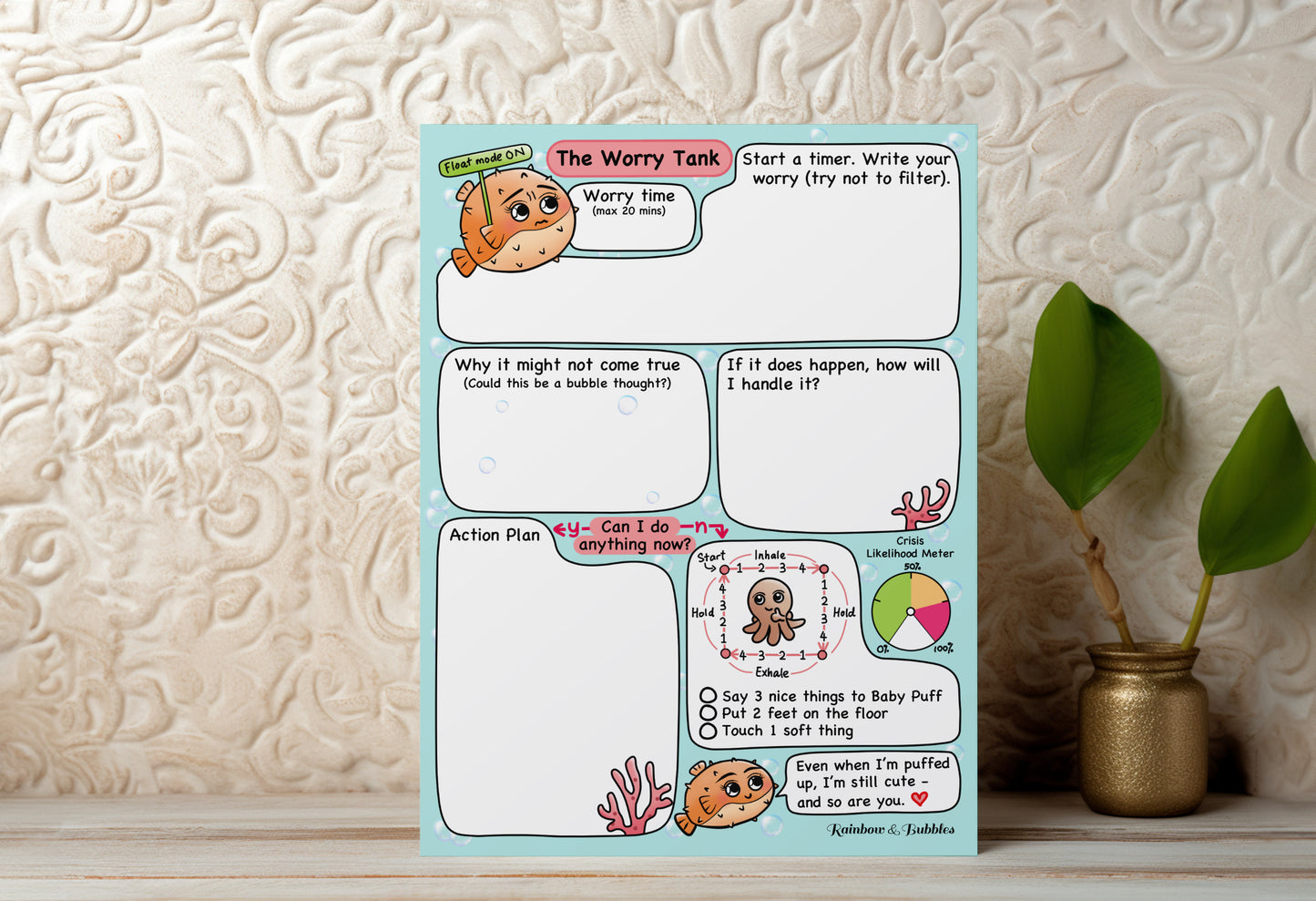 The Worry Tank guided kawaii notepad from Rainbow & Bubbles.