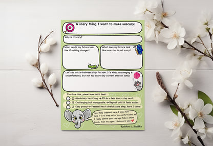 Scary to Unscary guided kawaii notepad from Rainbow & Bubbles.