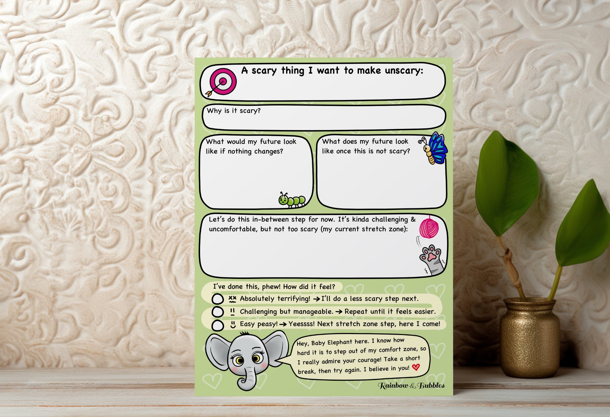 Scary to Unscary guided kawaii notepad from Rainbow & Bubbles.