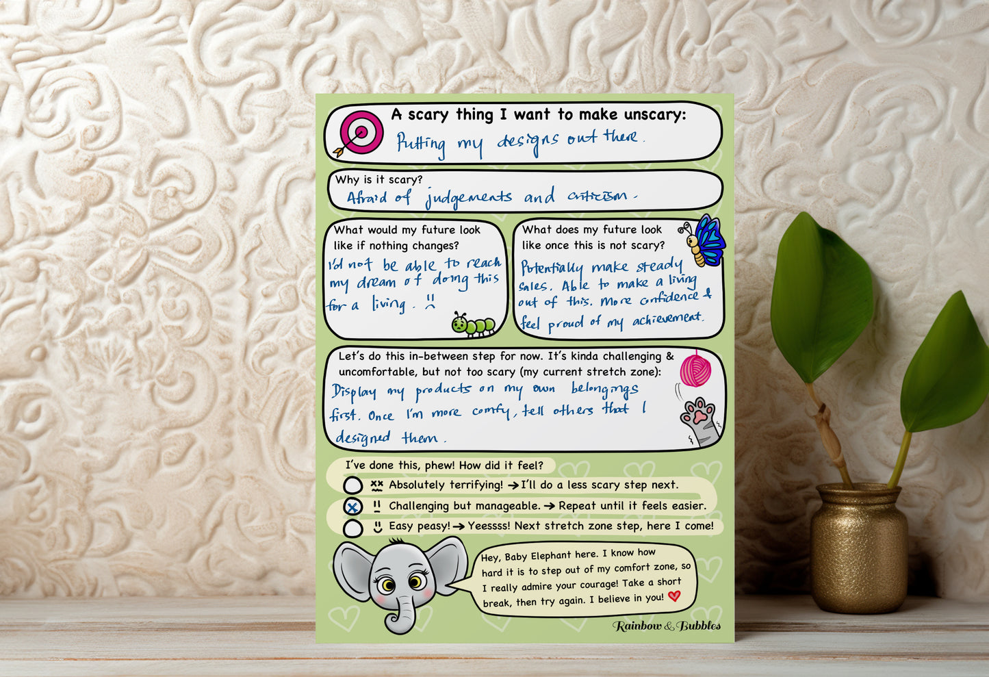 Scary to Unscary guided kawaii notepad from Rainbow & Bubbles.