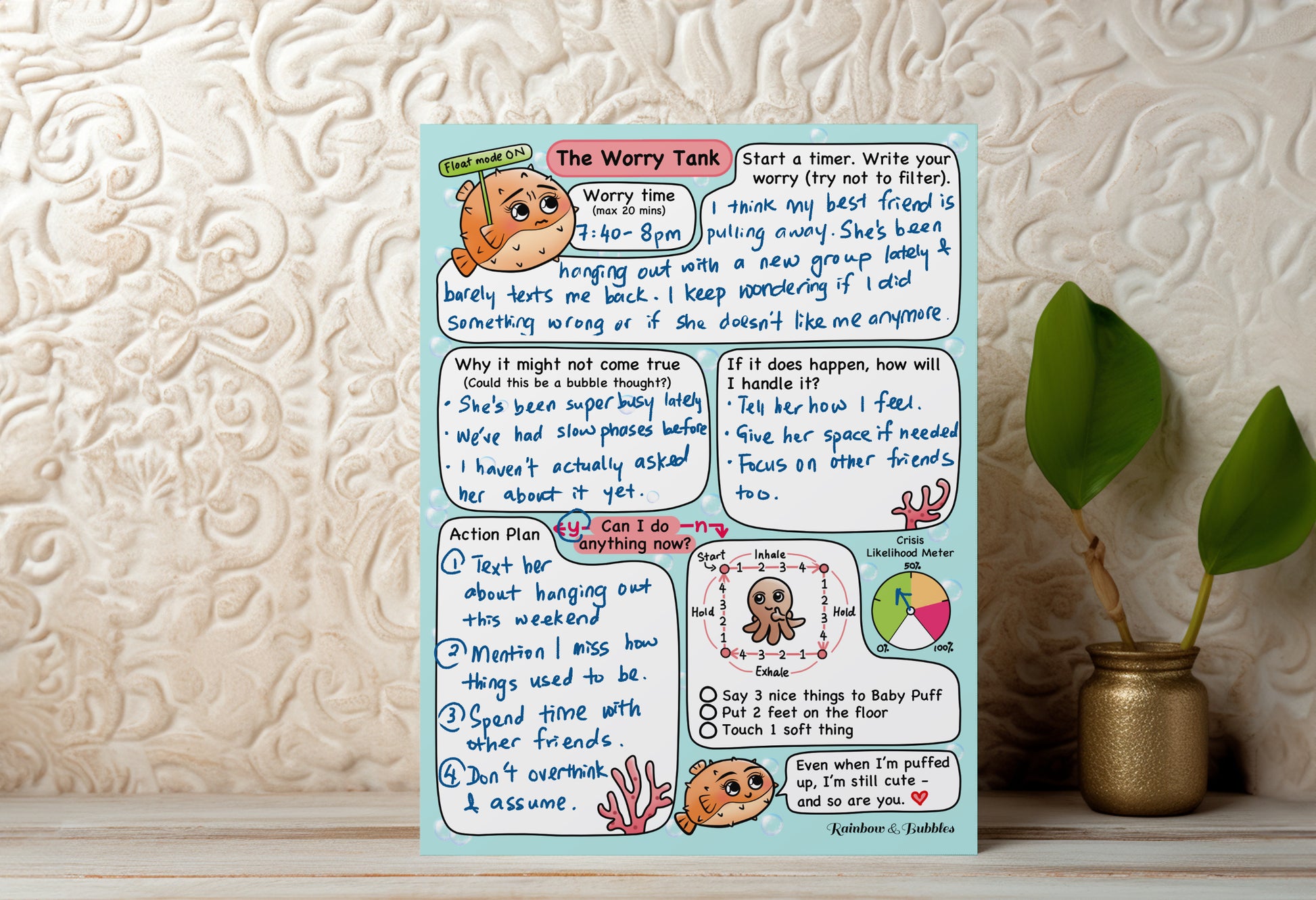 The Worry Tank guided kawaii notepad from Rainbow & Bubbles.